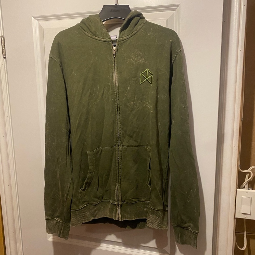 bmfit hoodie acid wash green